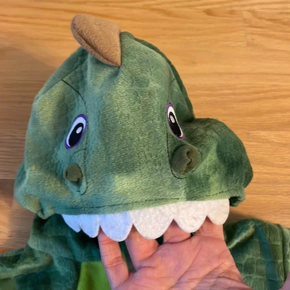 Little Kids Green Dinosaur Dragon Costume, full zip with tail, size 12 mo - Picture 4 of 11